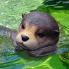 Pond Floating Otter Head Decor Realistic Statue Float Otters for Courtyard