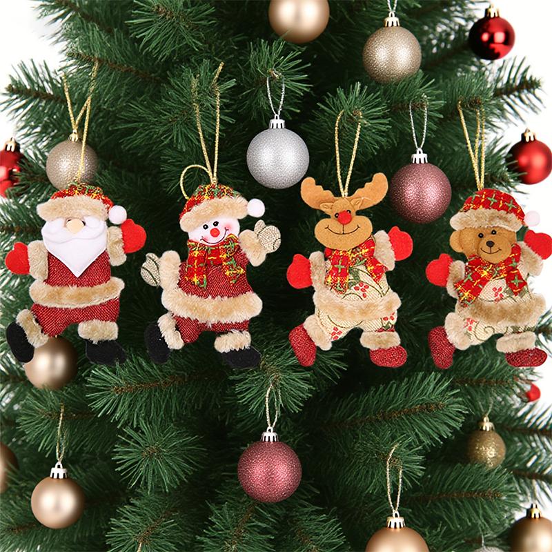 1PC Fabric Ornaments Reindeer Decorations Cloth Pendant Snowman Christmas Tree Elk Christmas Santa Claus Figurines