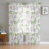 Watercolor Painting Flowers Leaves White Tulle Sheer Curtains for Living Room Bedroom Decor Window Curtain Voile Organza Drapes