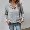 2024 Autumn Women's Textured Stand-Up Collar Long-Sleeve Solid Color Casual Tops