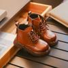 2024 Детские хлопковые ботинки для девочек, зимние, новые, модные, удобные, в корейском стиле, повседневные, нескользящие, универсальные, кожаные ботинки