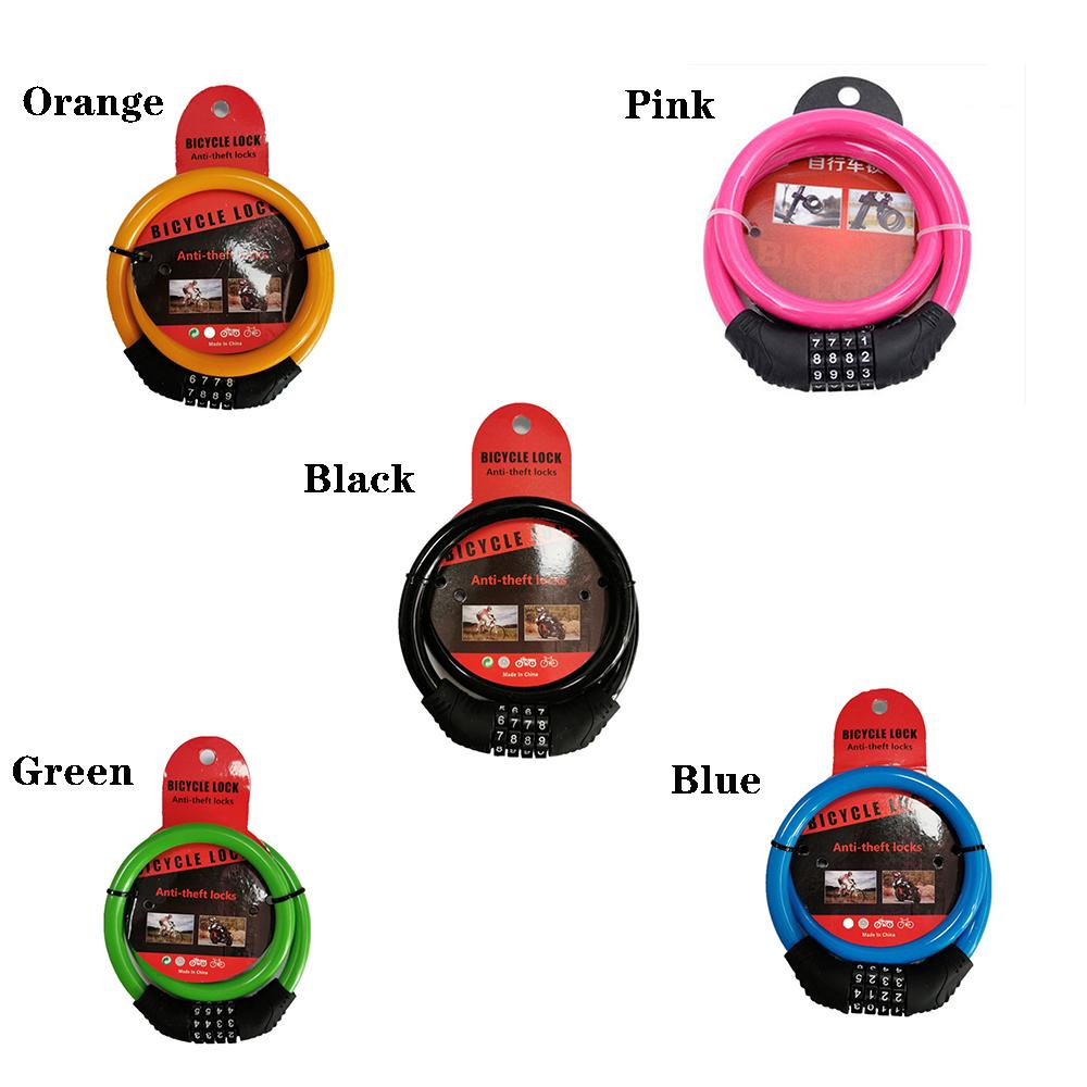 Bicycle Steel Cable Chain Resettable Combination Number Bike Lock 4 Digit Password Padlock