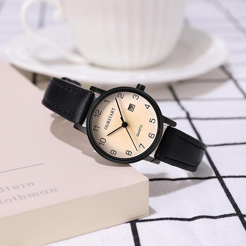 Women Quartz Wristwatch Digital Calendar Leather Strap Fashion Female Watches Casual Ladies Watch For School Student Daily Wear