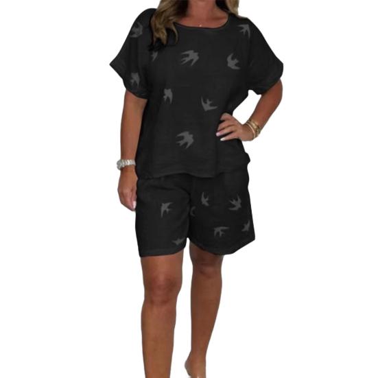 Yousheng повседневный комплект из двух частей для женщин, хлопковый лен, O-образный вырез, короткие рукава, топ и шорты, комплект свободной домашней одежды, подходящий костюм на весну и лето