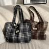 Осенне-зимняя новая ретро шерстяная клетчатая сумка большой вместимости для поездок на работу женская сумка через плечо