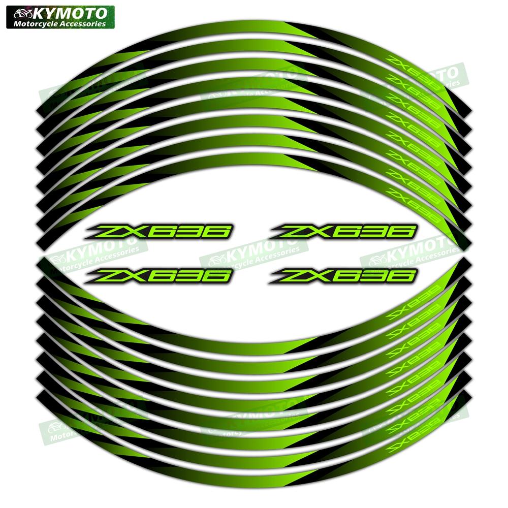 For ZX-6R ZX6R ZX636 636 motorcycle accessories 17 inch front and rear wheel stickers fairing reflective stickers decoration