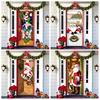 Christmas Door Cover Colorful Print Christmas Door Decoration Backdrop Front Door Decor Holiday Festive Xmas Party Supplies