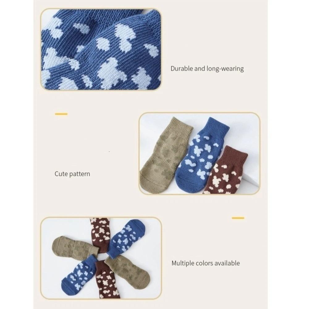 4PCS Wear Resistant Dog Anti-slip Socks Elastic Pet Floor Socks Pet Footwear for Dogs Cats