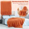Коричневый плед для дивана, кровати, бохо декоративный шоколадно-коричневый вязаный плед, одеяло на Хэллоуин для спальни, дивана, декор на Хэллоуин