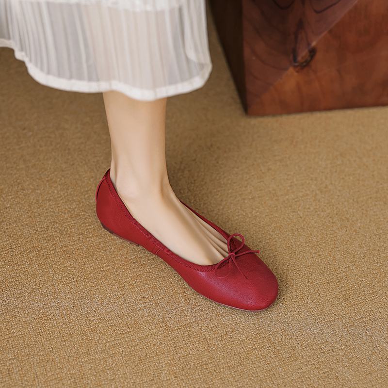 Krazing Pot Suede Butterfly-knot Round Toe Flats Осенние балетки Леопардовые туфли Мэри Джейн Летние туфли Женские осенние балетки больших размеров