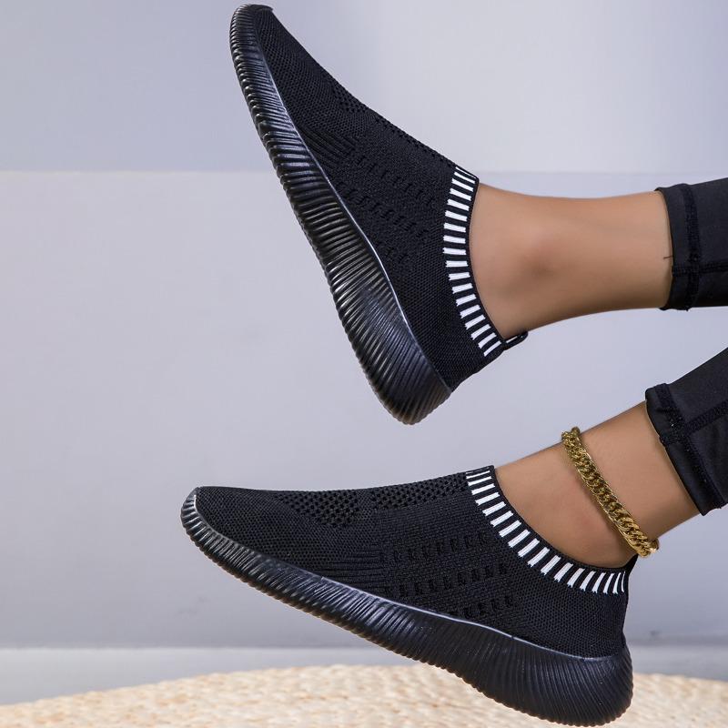 Женская трикотажная вулканизированная обувь, высококачественные простые кроссовки, туфли-лоферы, большой размер 42, удобные мягкие туфли на плоской подошве для ходьбы
