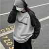 Women Oversized Letter Print T-Shirt Autumn Winter Long Sleeve Patchwork Tops Fashion Retro Y2K O-Neck Contrast T Shirt Girl Kpop Streetwear Clothing