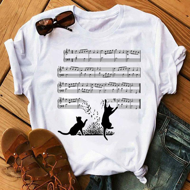 Футболка с принтом Music Note Heart, модная женская футболка 90-х годов, женские топы для девочек, милые футболки с короткими рукавами, женская футболка, одежда