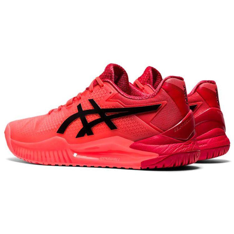 Asics Gel-Resolution 8 Удобная Ткань Синтетическая Кожа Низкий Верх Кроссовки для Бега Женские кроссовки Красный Черный 1042A131-701