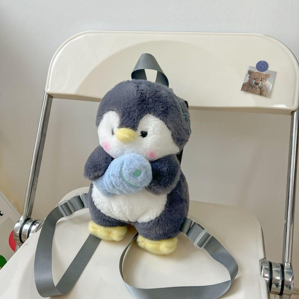 Plush Toy Children School Bag Plush Animal Shoulder Bag Simple Penguin Backpack Lady