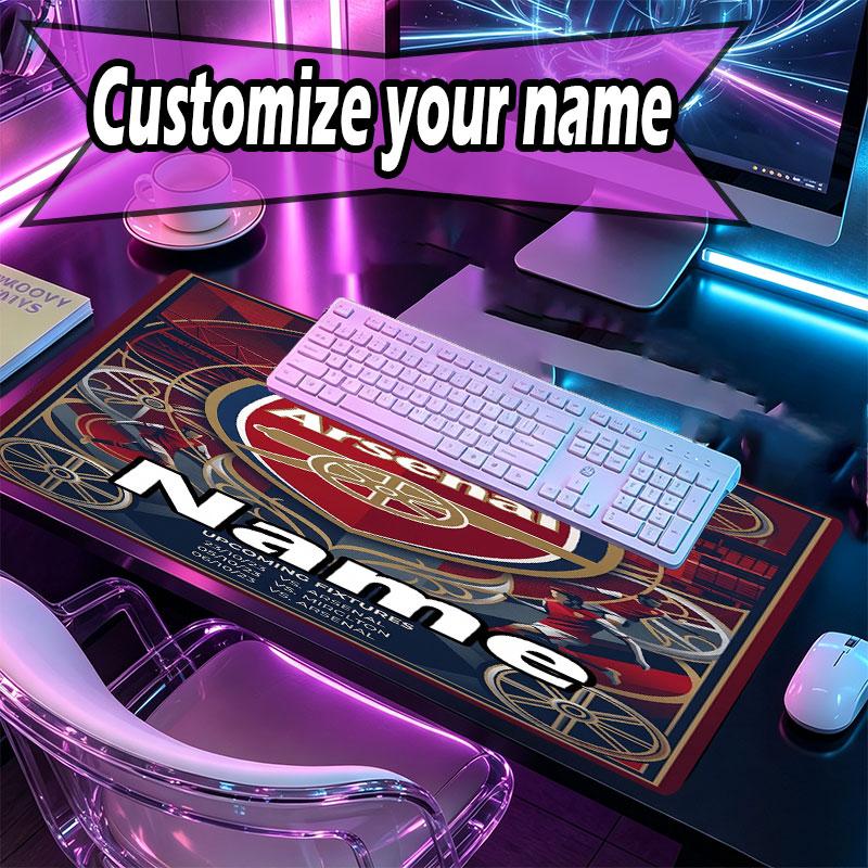 Custom Name Personalized Arsenal F.C Pattern Mousepad, Laptop PC Desk Mat, Decorative Desk Mat for Home Keyboard Pad Gift