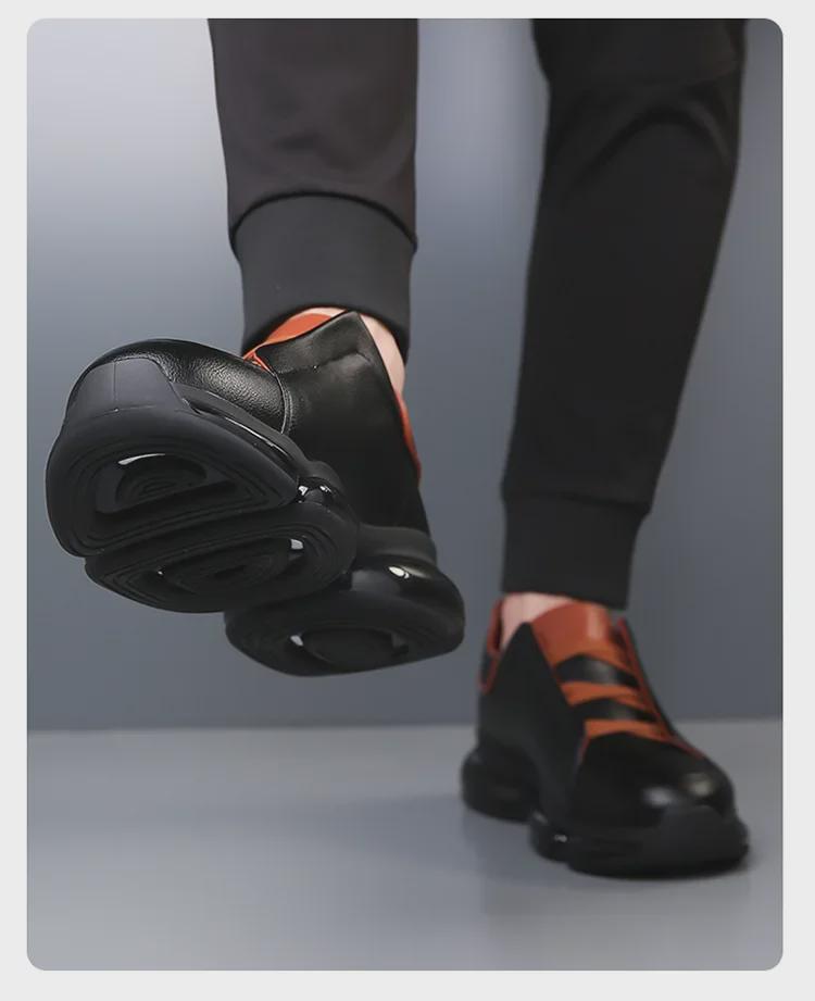 Мужские дышащие повседневные кроссовки из кожи — модные, универсальные и визуально увеличивающие рост благодаря толстой подошве.