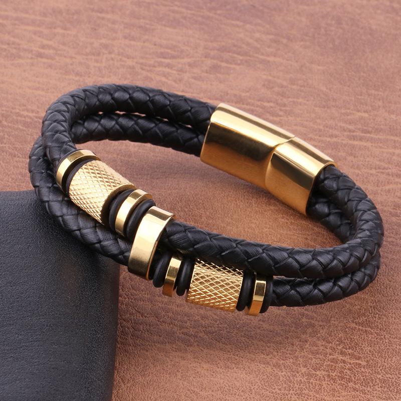 Кожаный браслет из нержавеющей стали для мужчин, ювелирные браслеты, подарок для мальчиков