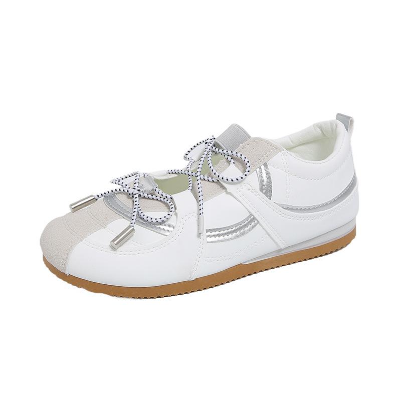 Балетки серебристые туфли Мэри Джейн женские 2025 лето новая плоская подошва с внутренней платформой спортивные кеды повседневные тренировочные туфли