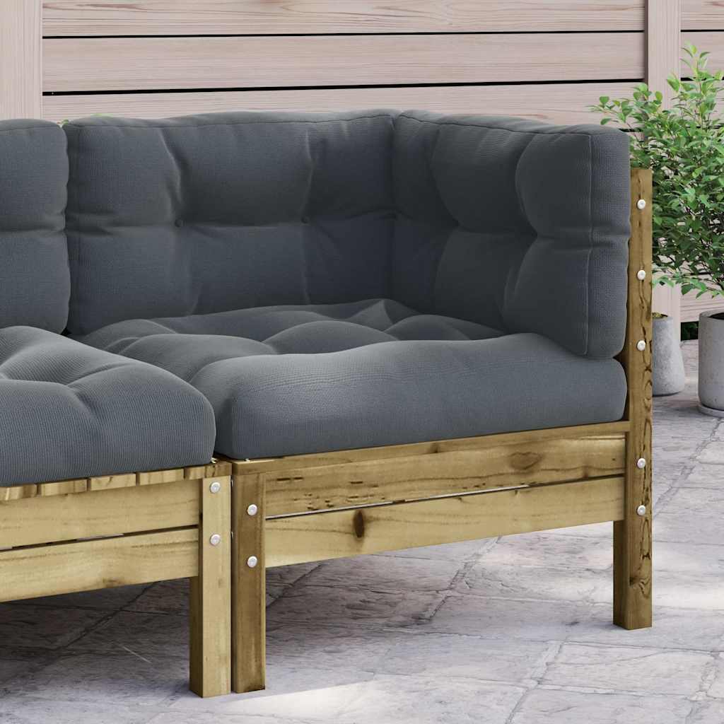 Vidaxl Ogrodowa Sofa Narożna Z Poduszkami, Impregnowane Drewno Sosnowe