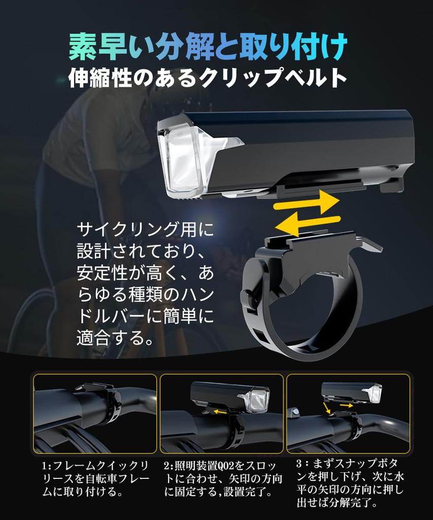 Велосипедный фонарь с автоматическим освещением 2000 5 режимов освещения Широкий IPX7 Велосипедная фара для кроссовых и дорожных велосипедов Светодиодный Индикатор уровня заряда батареи USB Легкий Компактный и Идеальный