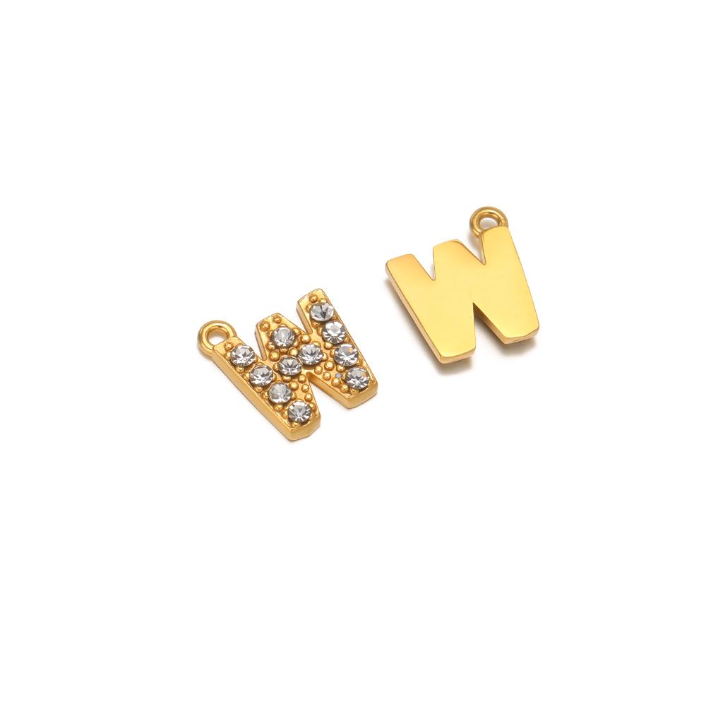 5pcs Stainless Steel Gold Rhinestone Letters Charms DIY Women Girl Alphabet Necklace Pendants Jewelry Bracelet Earrings Making