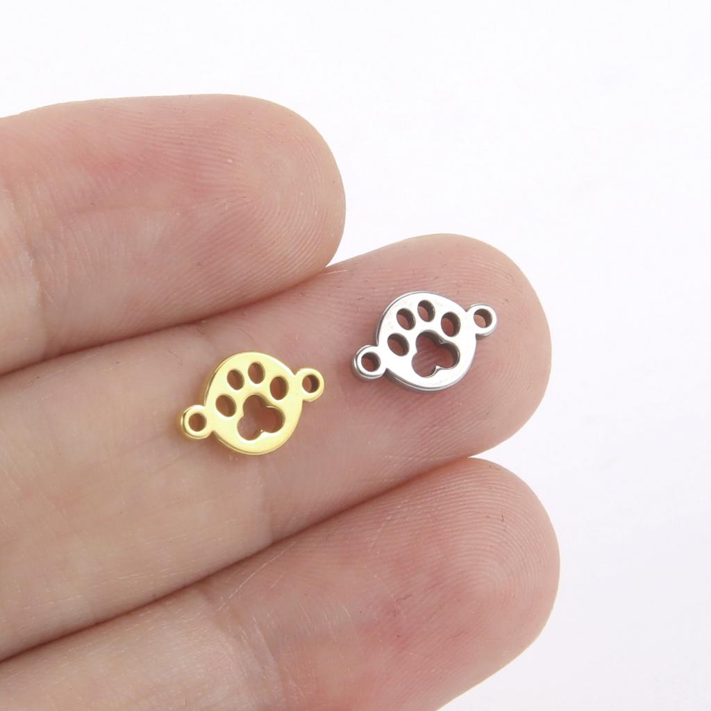 Cazador Dog Cat Paw Footprint Charms for Jewelry Making Stainless Steel Animal 2 Holes DIY Pendants for Bracelet Necklace 2026