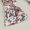 0-6Years Toddler Kids Girls Fall Outfits Butterfly Print Long Sleeve Shirt Tops with Stretch Flare Pants