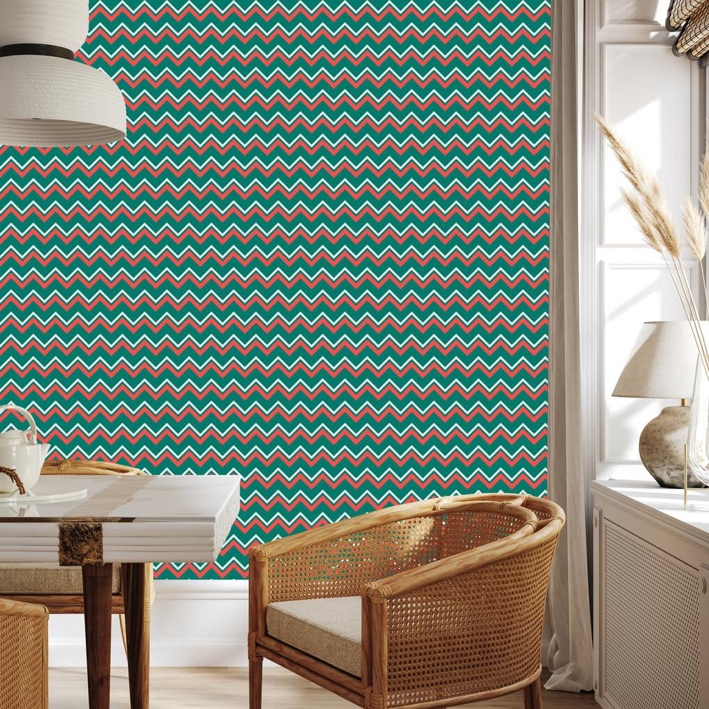 Sea Zigzag and Brown Wallpaper for Living Room and Bedroom 50x1000