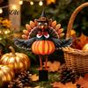 Retro Autumn Garden Accents Thanksgiving Turkey Stake, Wizard Hat with Pumpkin Lawn Ornament, Outdoor Yard Decorations Waterproof Acrylic Welcome Sign