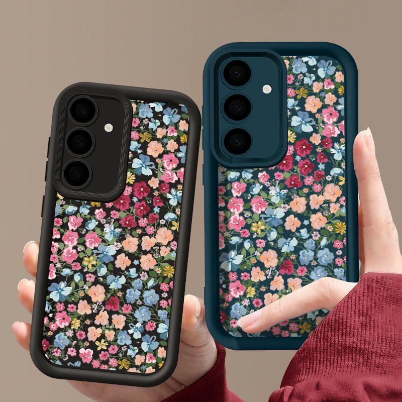 Красивый цветочный узор чехол для Samsung S24 FE S23 Ultra S22 S21 Plus A55 A54 A53 A52 A35 A34 A15 A14 цветы противоударный защитный объектив телефона чехол