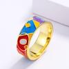 Fashion Irregular Shape Multicolor Epoxy Jewelry Ring Advanced Handmade Enamel Women's for Ring Wedding Jewelry Birthday Gift