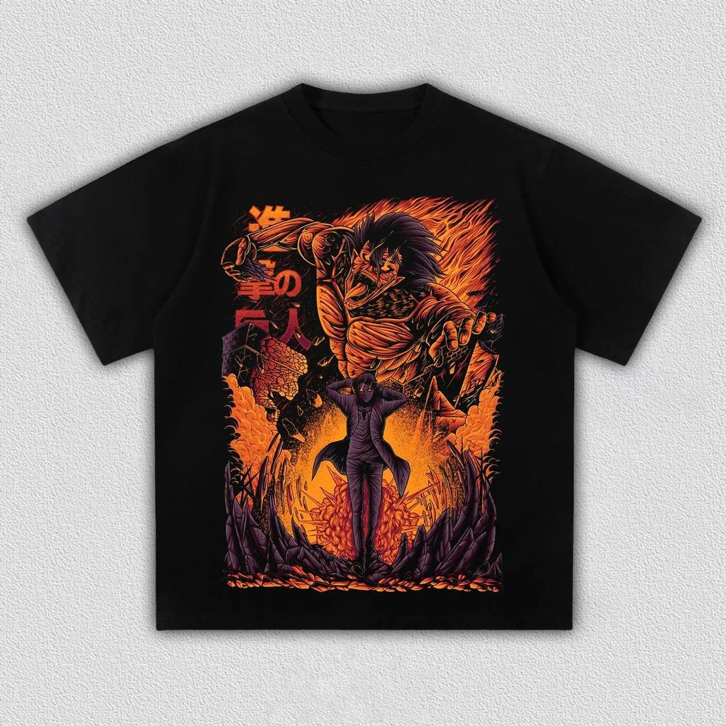Attack on Titan Eren Jäger Anime Printing T-shirt Men's Clothing Women's 2026 Summer New Harajuku Cotton T Shirt