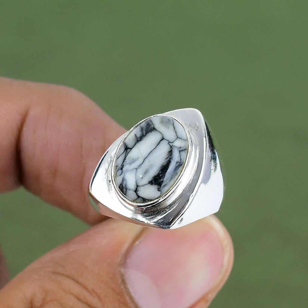 Pinolith Jasper Ring 925 Sterling Silver Ring Stylish Gemstone Ring Antique Ring Handmade Silver Jewelry Gift For Him Available In Ring Size