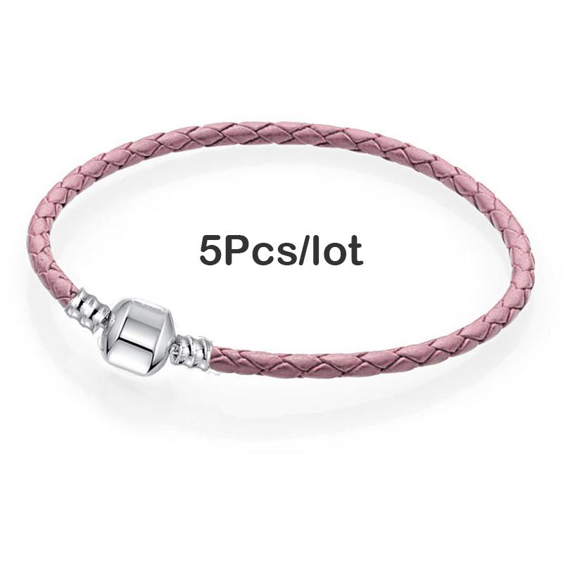 5pcs /Lot Sale Popular Charm Bracelets Diy Elegant Leather Chain Charms Bracelets Bangles For Women Jewelry Gift