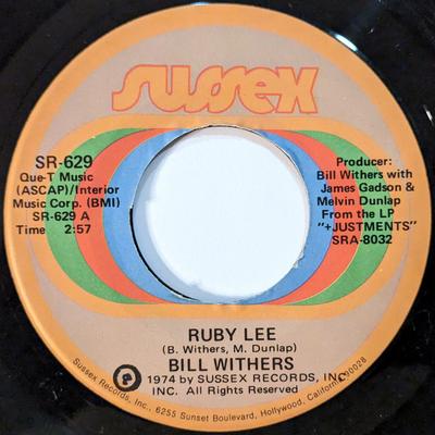 7-дюймовая пластинка BILL WITHERS - Ruby Lee / Heartbreak Road SR629 Sussex 1974 US Соул/Фанк Б/У