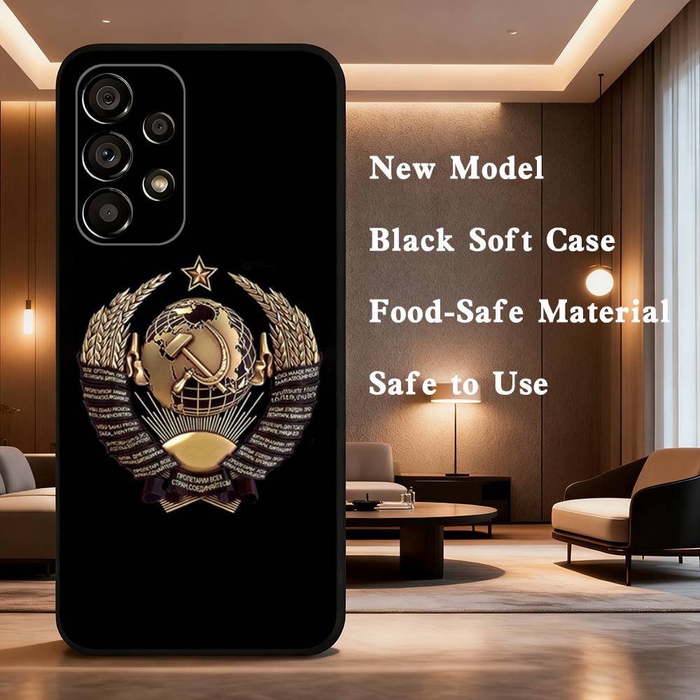 Soviet Art Medal Case For Samsung Galaxy A73,52,71,22,Note,31,8,9,53,32,72,41,J7,Soft Black Silicone Cover