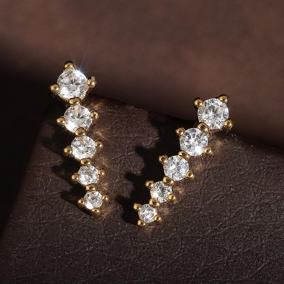 ZAKOL Fashion Round Shiny Zircon Ear Climbing Earrings for Women Long Dipper Ear Climber Ear Cuff Earring Wedding Zircon