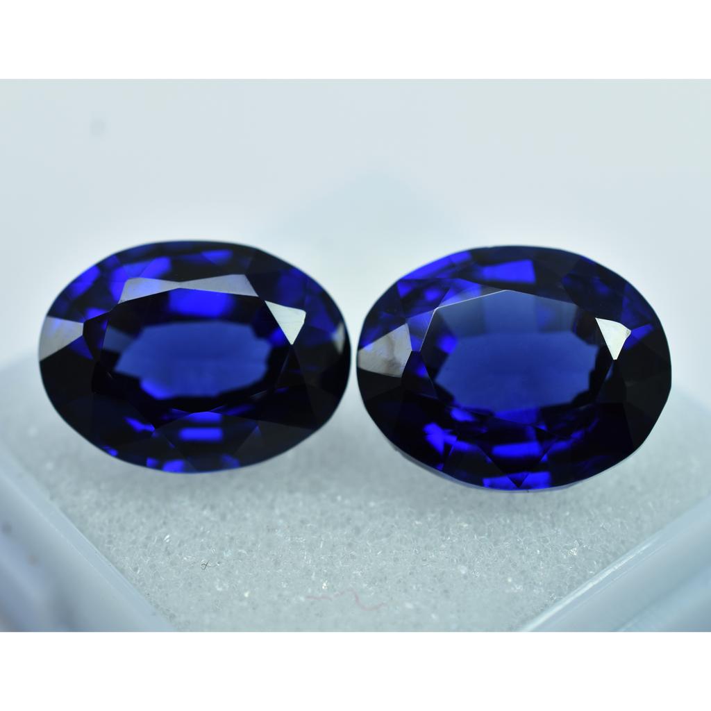 18.60 Ct Natural Blue Sapphire Certified Pair Gemstones Oval Shape