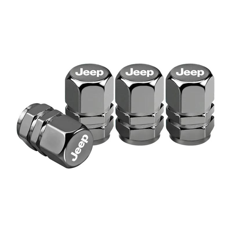 For Jeep 4Pcs Car Tire Valve Cap Alloy Wheel Valves Cover Accessories For Jeep Grand Cherokee Wrangler JK Gladiator Compass R