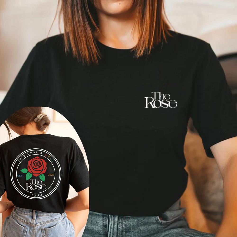 The Rose Once Upon A WRLD Tour T-shirt Cute Concert Tee Korean Rock Shirt Women T-shirts Short Sleeve K-pop Shirt Streetwear Top