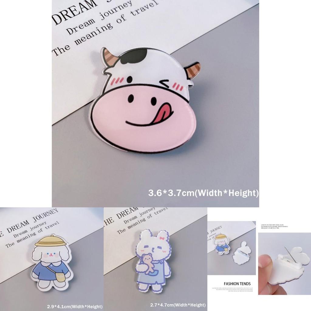 Adorable Cartoon Dog Rabbit Cow Brooches For Backpack And Handbag Decoration