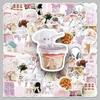 50pcs/set Sweet Pink Color Series Scrapbook Journal Sticker Cute Bow Ribbon Dessert Cake Stationery Sticker DIY Decor Sticker