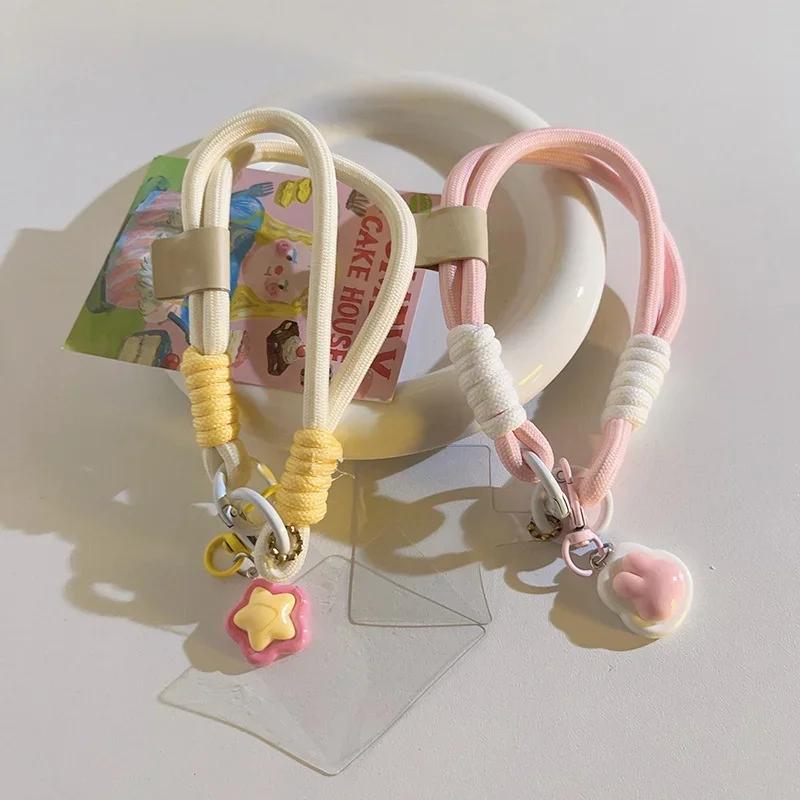 1 шт. шикарный корейский ремешок для телефона для ключей Kawaii Bear Bunny Heart Star ремешок для телефона с прокладкой нашивка брелок для ключей наушники подвеска