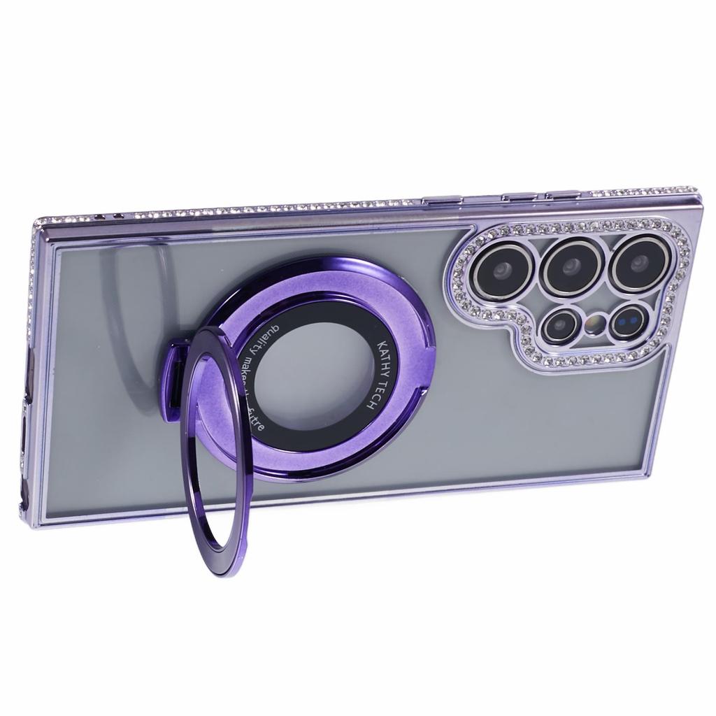 For Samsung Galaxy S24 Ultra Phone Cover Rhinestones Decor Ring Kickstand TPU Back Case