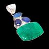 Emerald, Sapphire Gemstone Handmade 925 Sterling Silver Jewelry Pendant 2.17" AH-5224