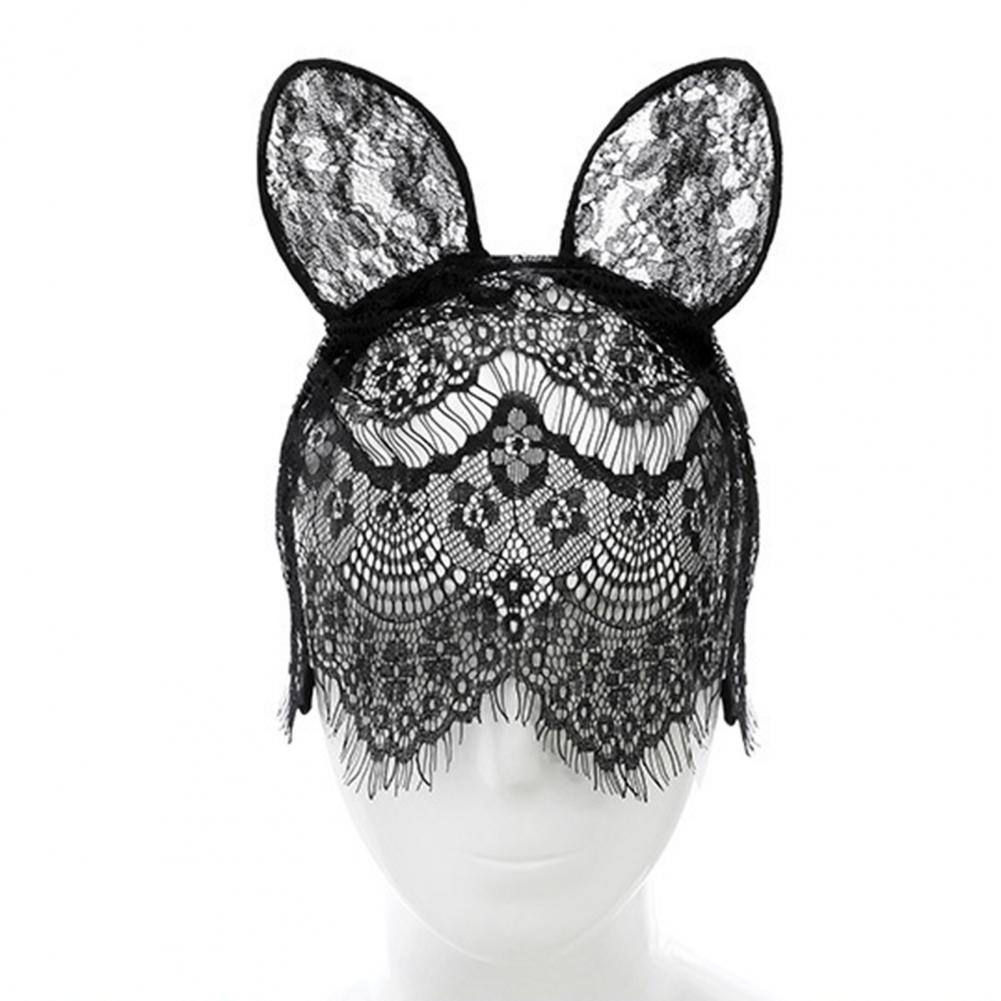 Costume Masks Women Eyewear Lace Hair Hoop Sexy Thin Veils Design Cat Ear Pure Color Girls Headband for Party