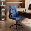 Linen Look Computer Desk Chair Executive Office Chair With Flip Up Armrests And Thick Cushion Blue