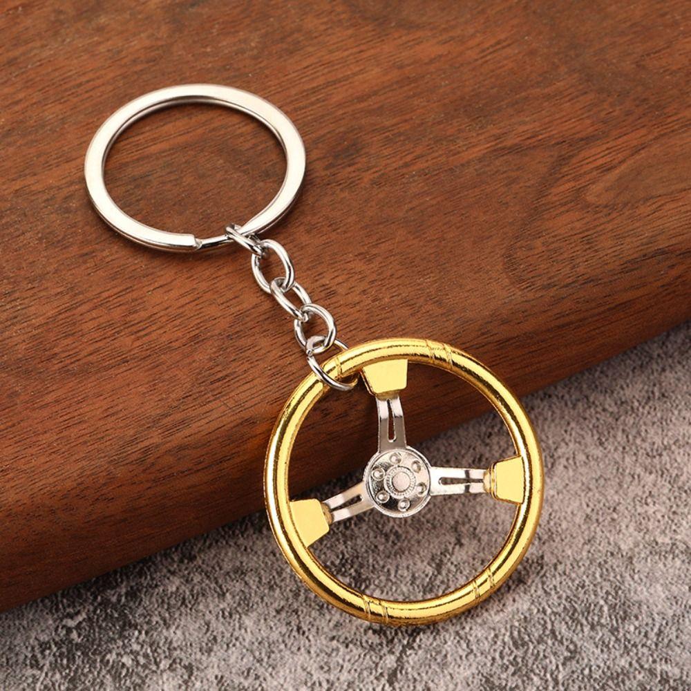 Zinc Zinc Alloy Racing Steering Wheel Key Ring Three Color Car Refitting Pendant Fashion   Male/Boys