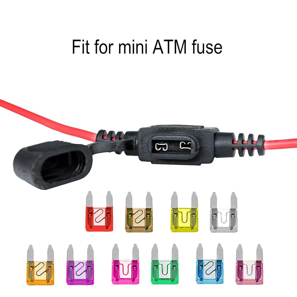 VANTRONIK Waterproof Mini Inline Fuse Holder 16 Gauge 12-inch Long 3 Pack